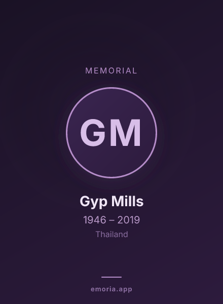 Memorial portrait of Gyp Mills