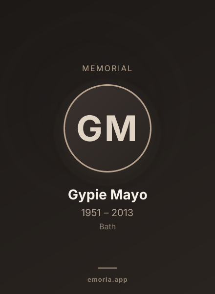 Memorial portrait of Gypie Mayo
