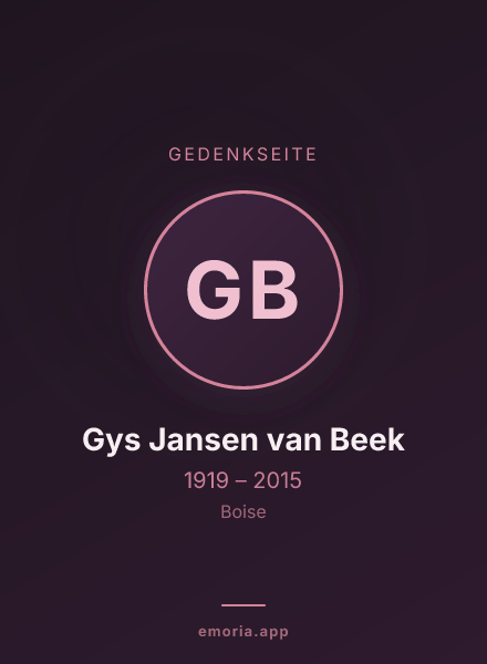 Gedenkportrait von Gys Jansen van Beek