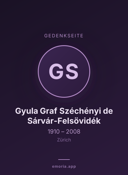 Gedenkportrait von Gyula Graf Széchényi de Sárvár-Felsövidék