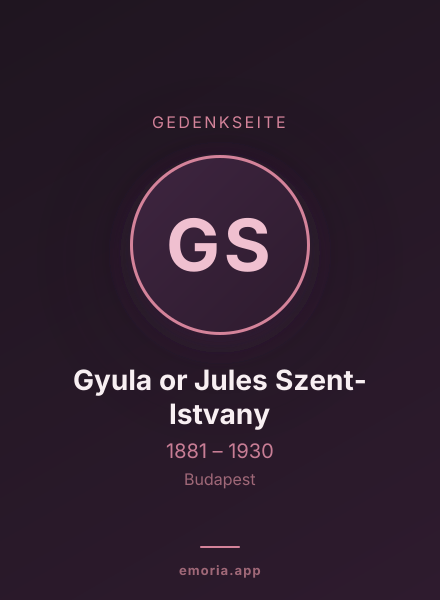 Gedenkportrait von Gyula or Jules Szent-Istvany