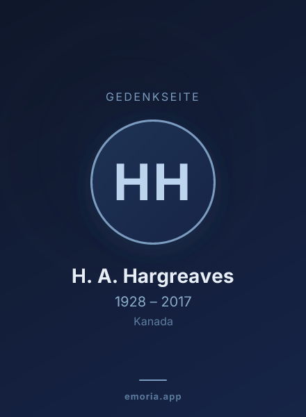 Gedenkportrait von H. A. Hargreaves