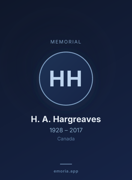 Memorial portrait of H. A. Hargreaves