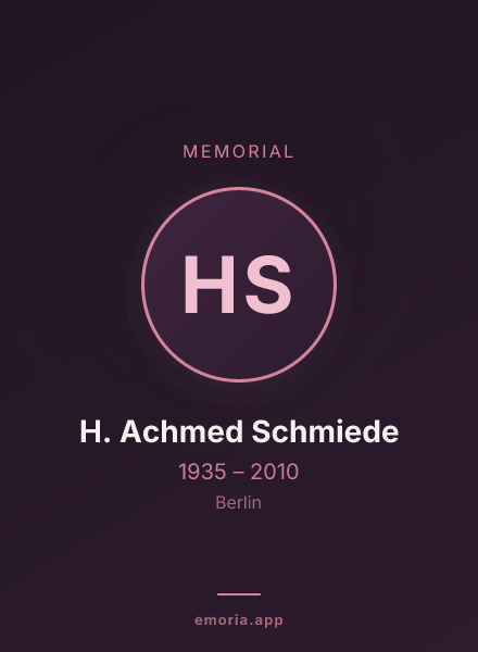 Memorial portrait of H. Achmed Schmiede