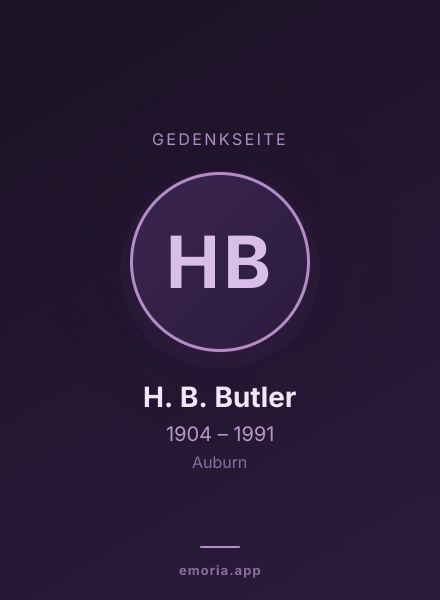 Gedenkportrait von H. B. Butler