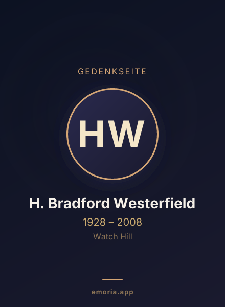 Gedenkportrait von H. Bradford Westerfield