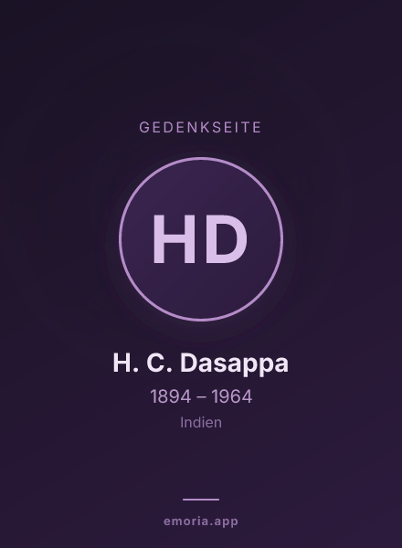 Gedenkportrait von H. C. Dasappa