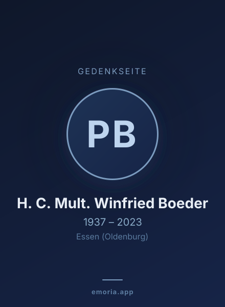 Gedenkportrait von Prof. Dr. Dr. H. C. Mult. Winfried Boeder