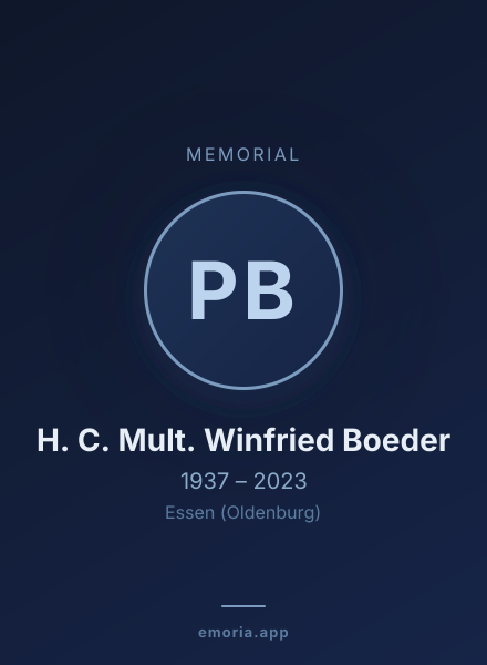 Memorial portrait of Prof. Dr. Dr. H. C. Mult. Winfried Boeder