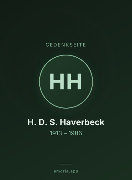 Gedenkportrait von H. D. S. Haverbeck