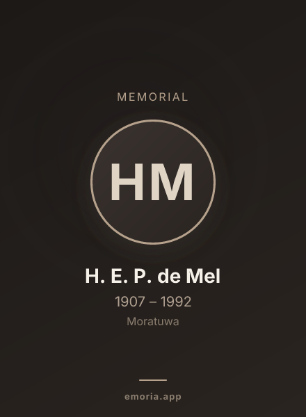 Memorial portrait of H. E. P. de Mel