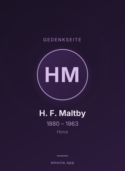 Gedenkportrait von H. F. Maltby