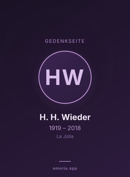 Gedenkportrait von H. H. Wieder