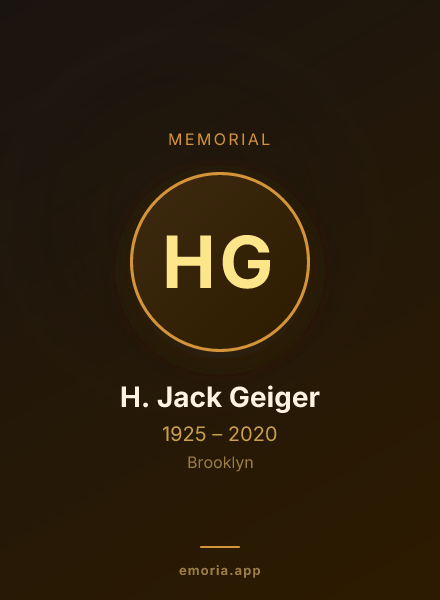 Memorial portrait of H. Jack Geiger