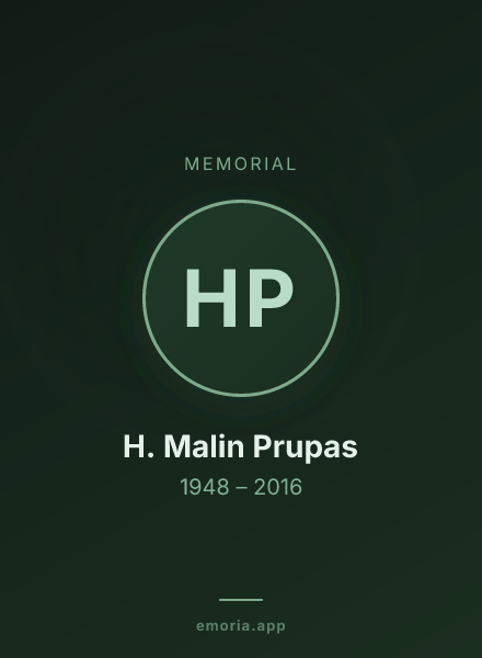Memorial portrait of H. Malin Prupas