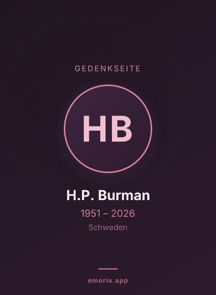 Gedenkportrait von H.P. Burman