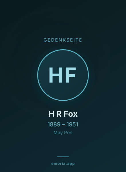 Gedenkportrait von H R Fox