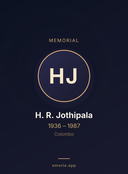 Memorial portrait of H. R. Jothipala