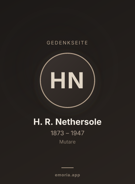 Gedenkportrait von H. R. Nethersole