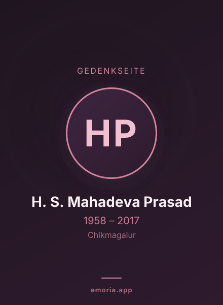 Gedenkportrait von H. S. Mahadeva Prasad