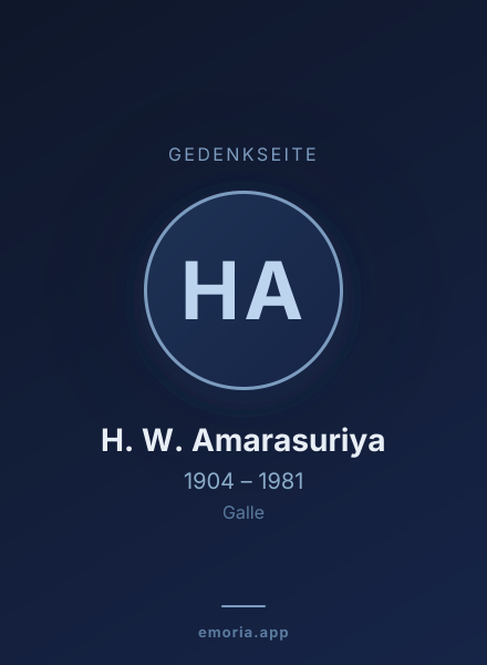 Gedenkportrait von H. W. Amarasuriya