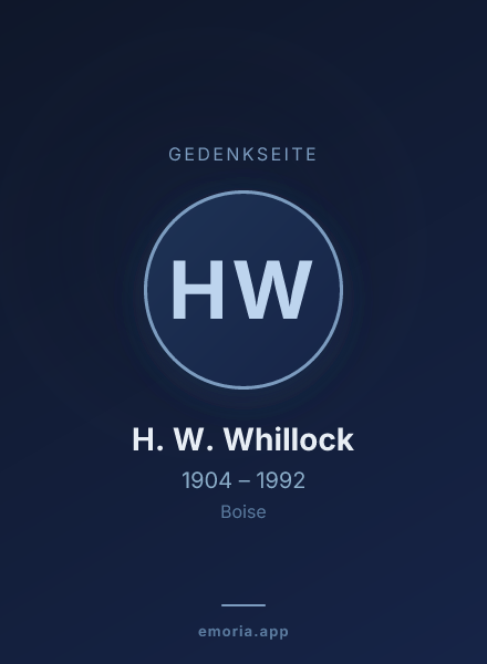 Gedenkportrait von H. W. Whillock