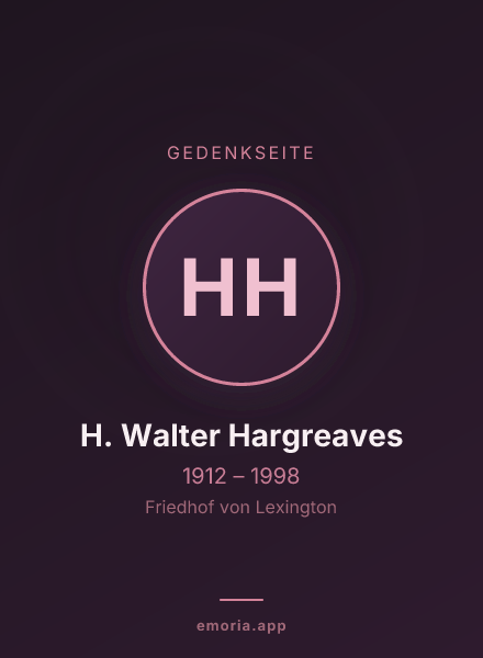 Gedenkportrait von H. Walter Hargreaves