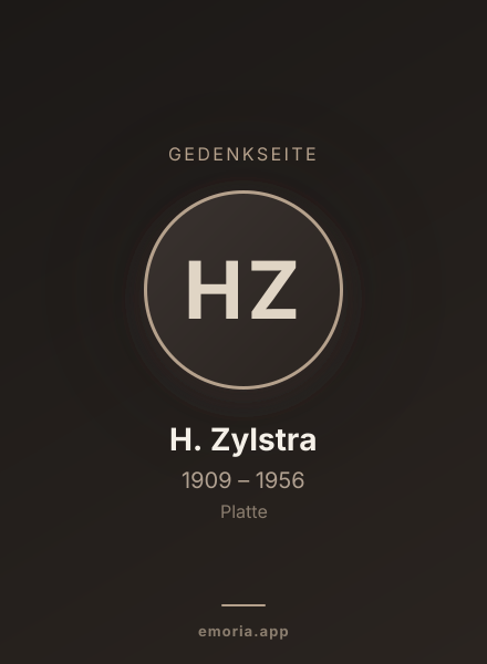 Gedenkportrait von H. Zylstra