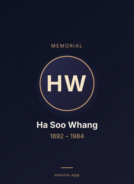 Memorial portrait of Ha Soo Whang