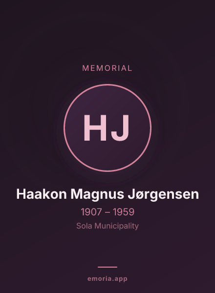 Memorial portrait of Haakon Magnus Jørgensen