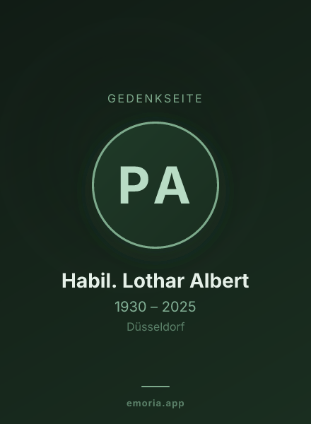 Gedenkportrait von Prof. Dr. Habil. Lothar Albert