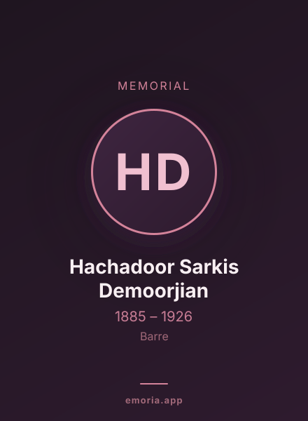 Memorial portrait of Hachadoor Sarkis Demoorjian