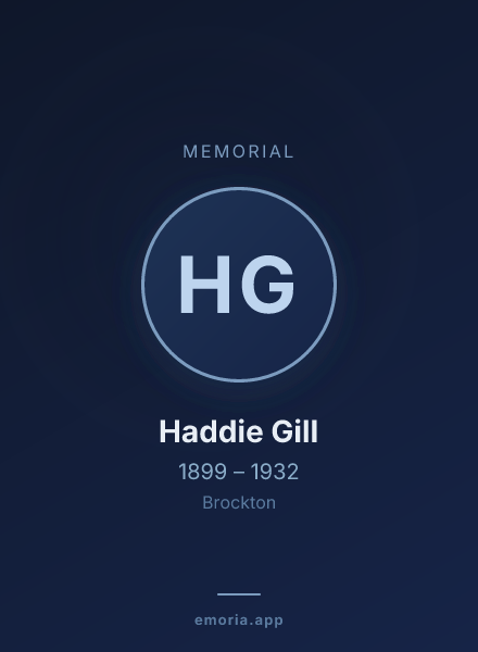Memorial portrait of Haddie Gill