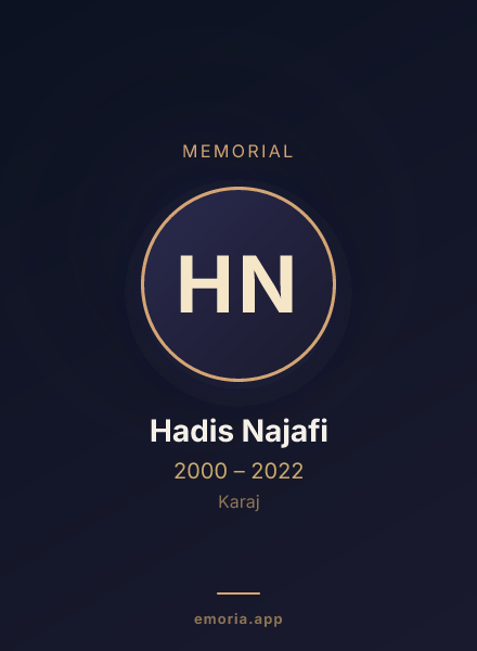 Memorial portrait of Hadis Najafi
