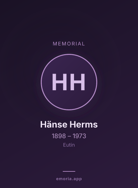 Memorial portrait of Hänse Herms