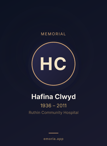 Memorial portrait of Hafina Clwyd