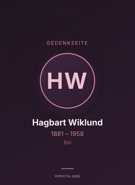 Gedenkportrait von Hagbart Wiklund