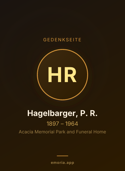Gedenkportrait von Hagelbarger, P. R.