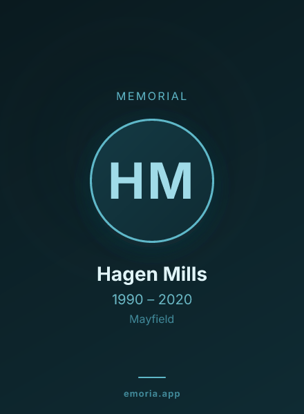 Memorial portrait of Hagen Mills