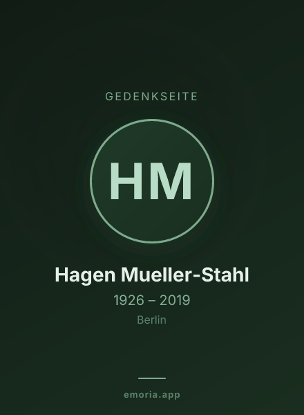 Gedenkportrait von Hagen Mueller-Stahl