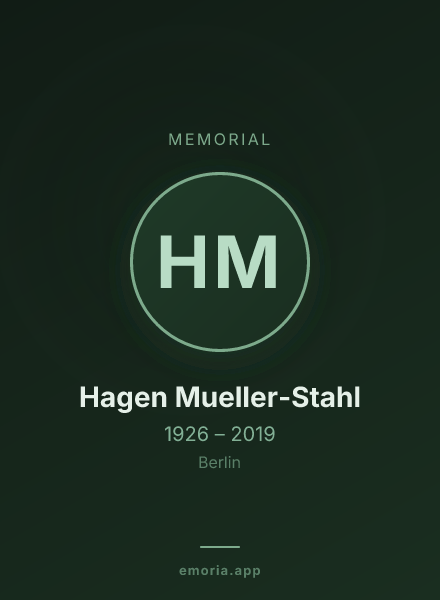 Memorial portrait of Hagen Mueller-Stahl