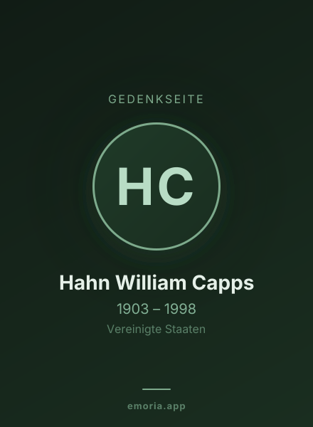 Gedenkportrait von Hahn William Capps