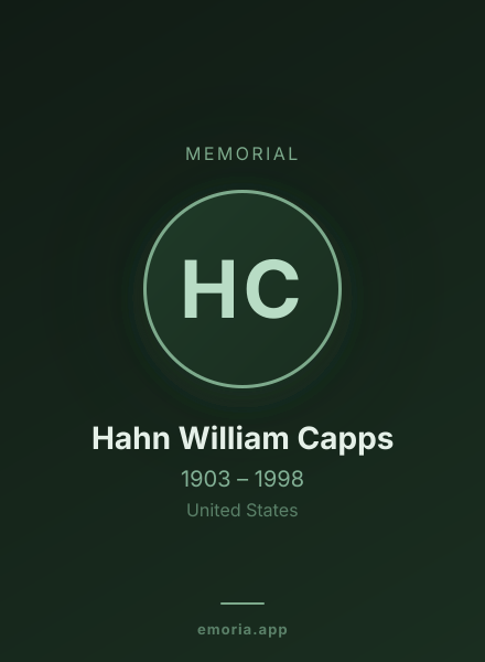 Memorial portrait of Hahn William Capps