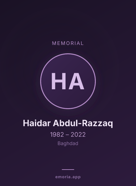 Memorial portrait of Haidar Abdul-Razzaq