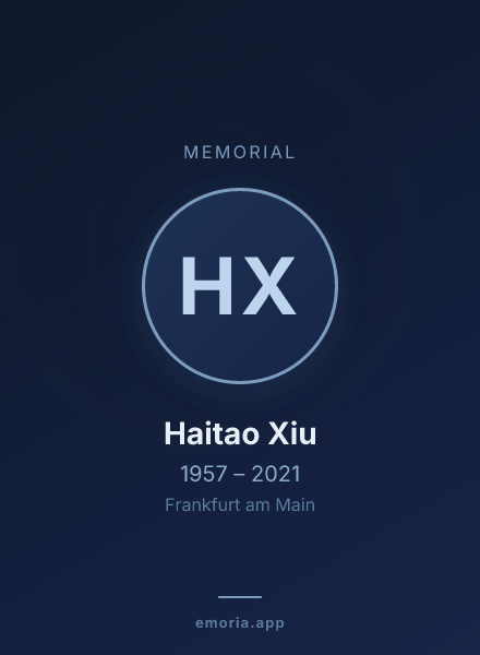 Memorial portrait of Haitao Xiu