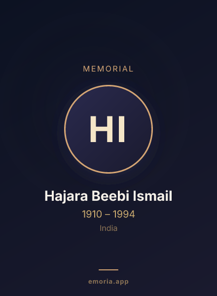 Memorial portrait of Hajara Beebi Ismail