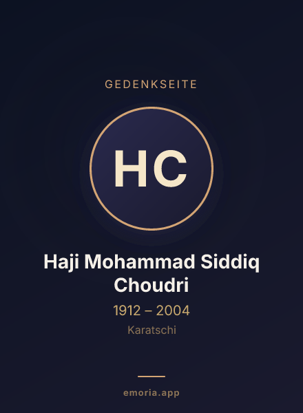 Gedenkportrait von Haji Mohammad Siddiq Choudri