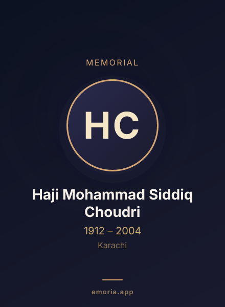 Memorial portrait of Haji Mohammad Siddiq Choudri