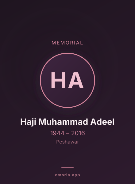 Memorial portrait of Haji Muhammad Adeel