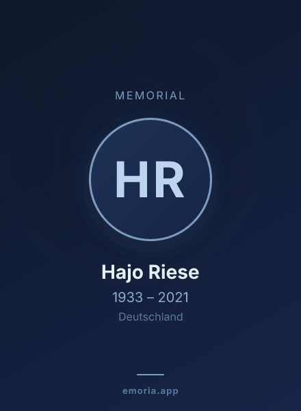 Memorial portrait of Hajo Riese